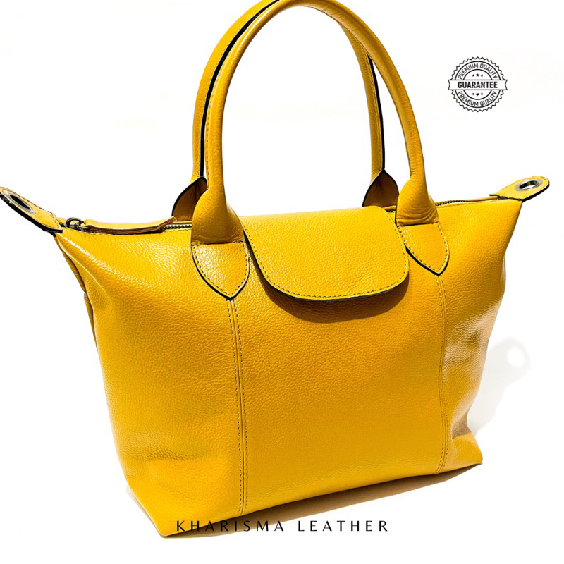 Kharisma Leather Tas Kulit Asli Garut Model LC Ukuran M 24x21x12cm Tali Panjang Warna Custom Elegan 