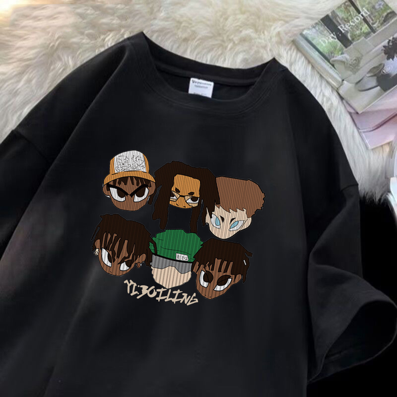 RDGF Kaos trendi pria jalanan Amerika Kaos Pria Keren Bergaya kaos hitam/A0830