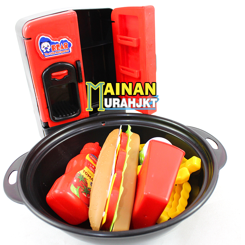 MAINANKEI MAINAN ANAK MURAH YK40 DELICIOUS FOOD LEMARI KULKAS KENTANG HOTDOG MAINAN MASAKAN PANCI INFRARED COOKER