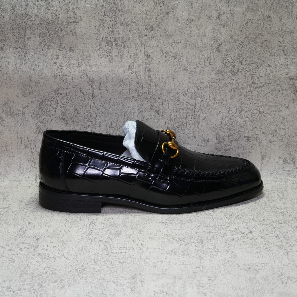 SEPATU OURBRAND GUCCI Loafer Slip On Black - Sepatu Formal PRIA (A04)