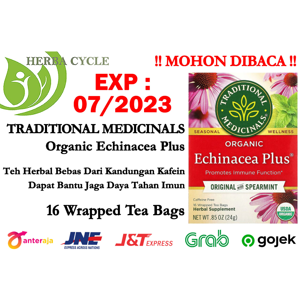 Traditional Medicinals Organic Echinacea Plus (16 pcs) Teh Herbal Jaga Daya Tahan Imun Tubuh ORI USA