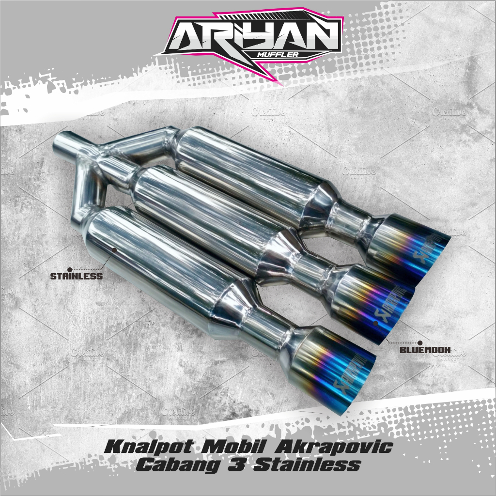 Knalpot Mobil Akrapovic Cabang 3 Stainless