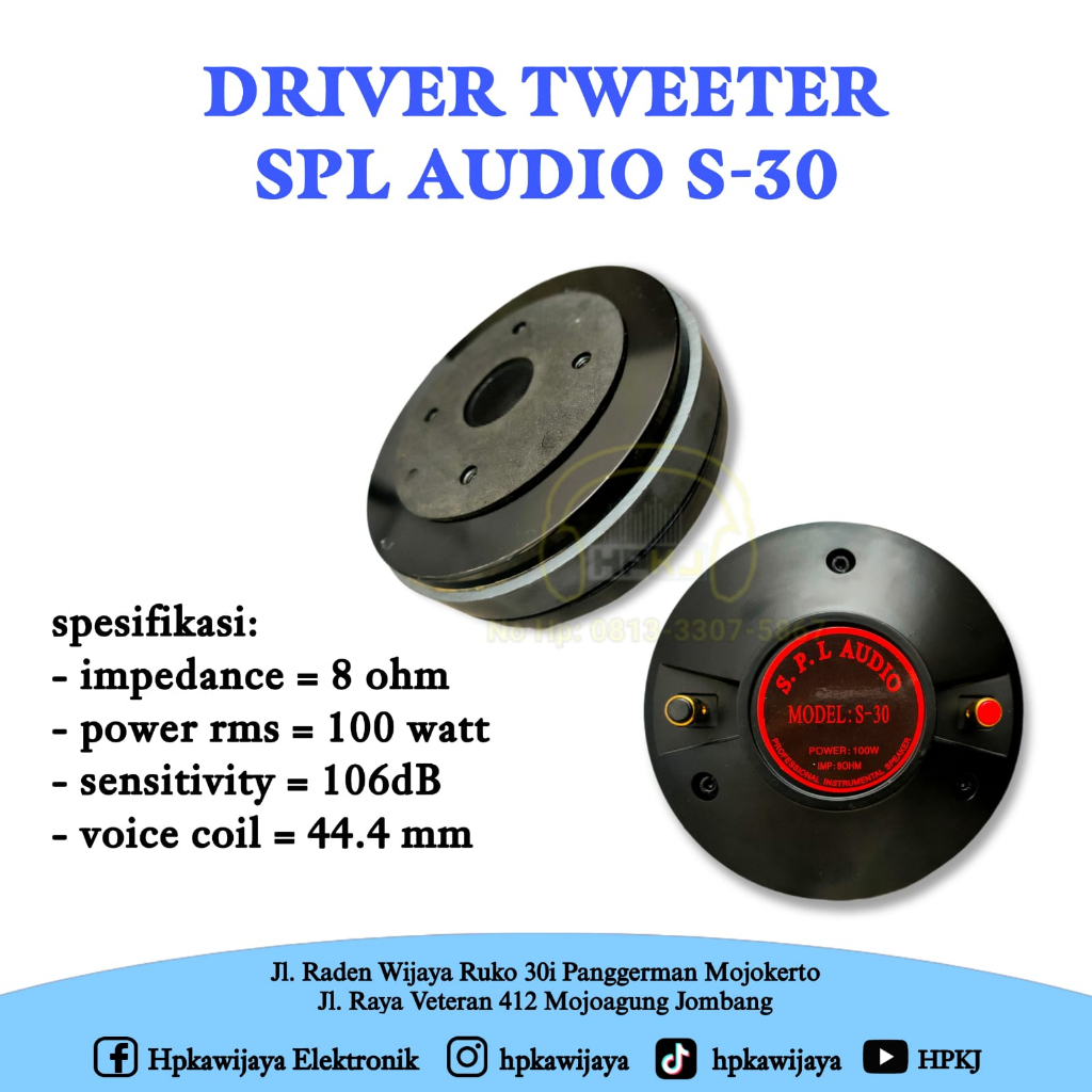DRIVER TWEETER SPL AUDIO S 30 tweeter twiter spl audio s-30 s30