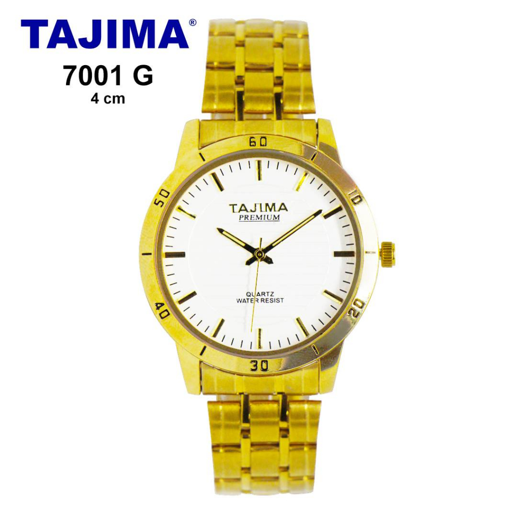 TAJIMA Jam Tangan Pria Premium 7001 Stainless Steel Original Gold Edition Anti Air 30 Meter Garansi 