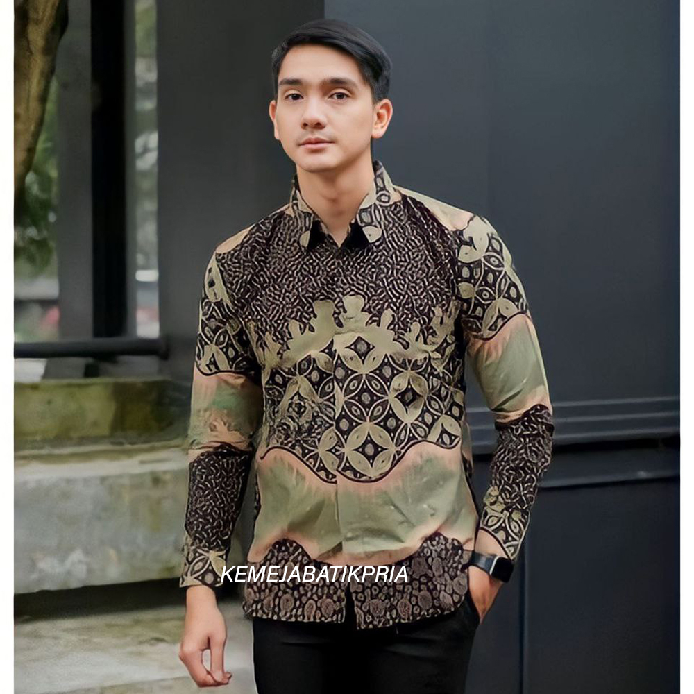 Agrapana Pulau Sage Baju Batik Pria Lengan Panjang Batik Premium Kemeja Batik Pria Lengan Panjang Modern Rajata