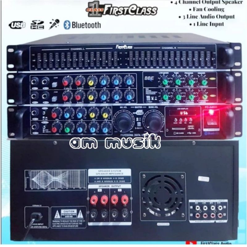 POWER AMPLIFIER KARAOKE FIRSTCLASS FC-A4000 6 CHANNEL BLUETOOTH ORIGINAL FCA4000