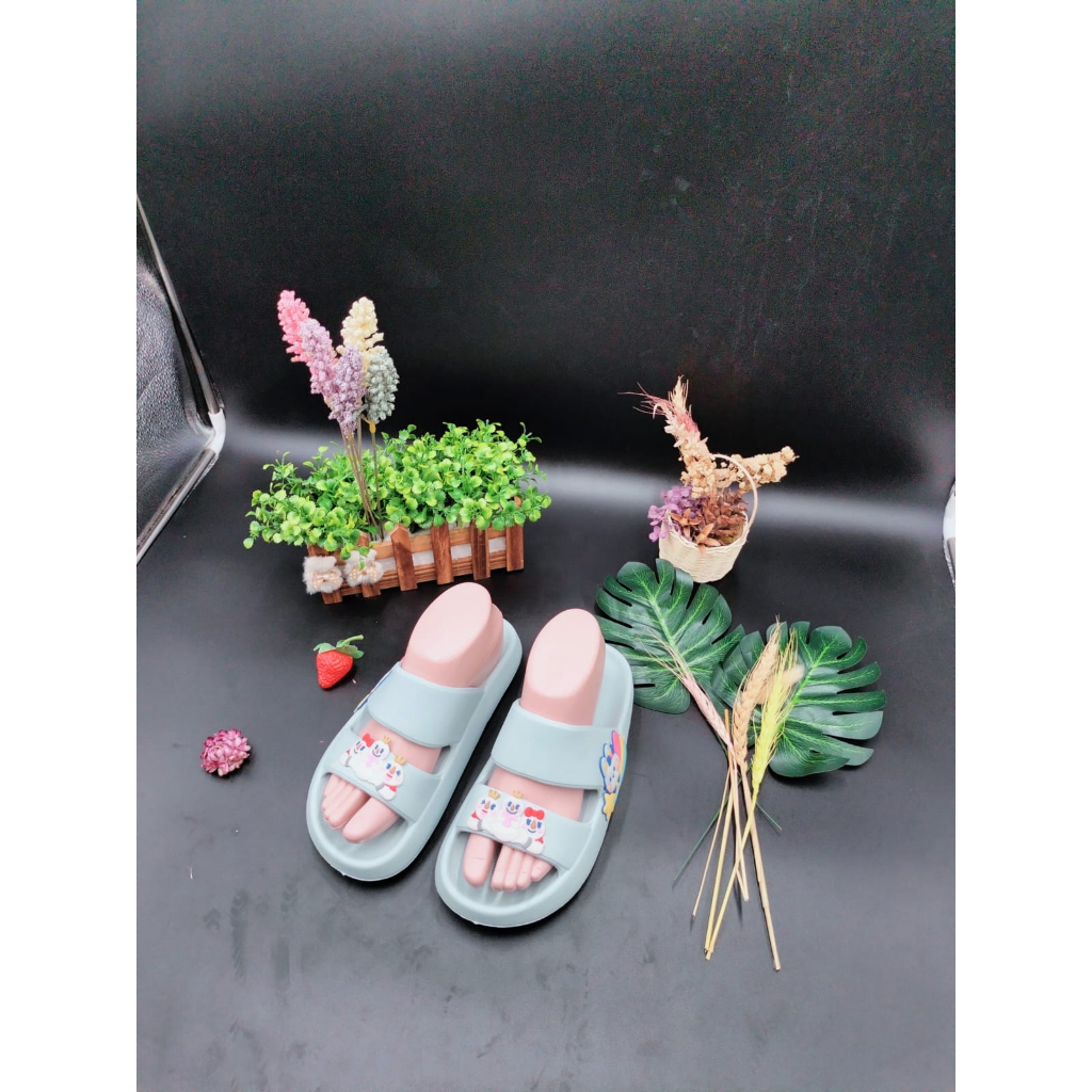 Sandal Slop Rumah Karet Motif Mixue Sandal Slip On Korean Style Sandal Santai Rumahan 9012-10