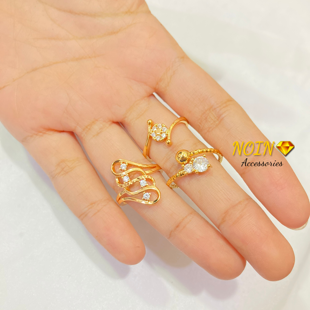 Cincin Wanita Mata Satu Permata Zircon Cincin Kawin Lapis Emas Aksesoris Perhiasan