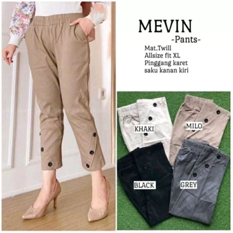 Celana wanita celana panjang celana mevin pants celana twill combed premium, adem melar nyaman dipak