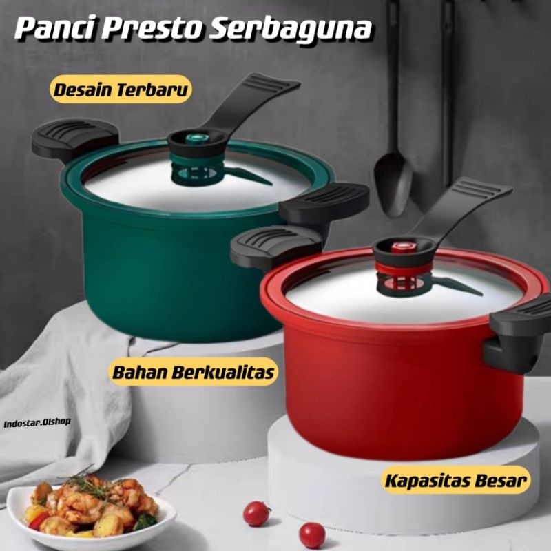 Panci Presto Kukus 3.5L Pressure Cooker Pot Steamer Multifunction⭐ IndoStar ⭐