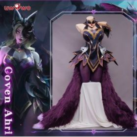 UWOWO League of Legend Cosplay Ahri Costume LOL Coven Ahri Costume Halloween Christmas Costume  Witch Women Dress