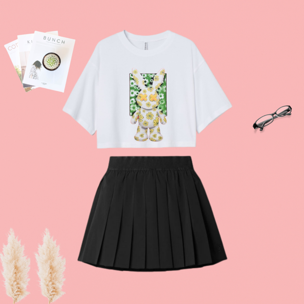 Choice Ali - Setelan Baju Korea Untuk Remaja Baju Crop Dan Celana Rok Bunny Year