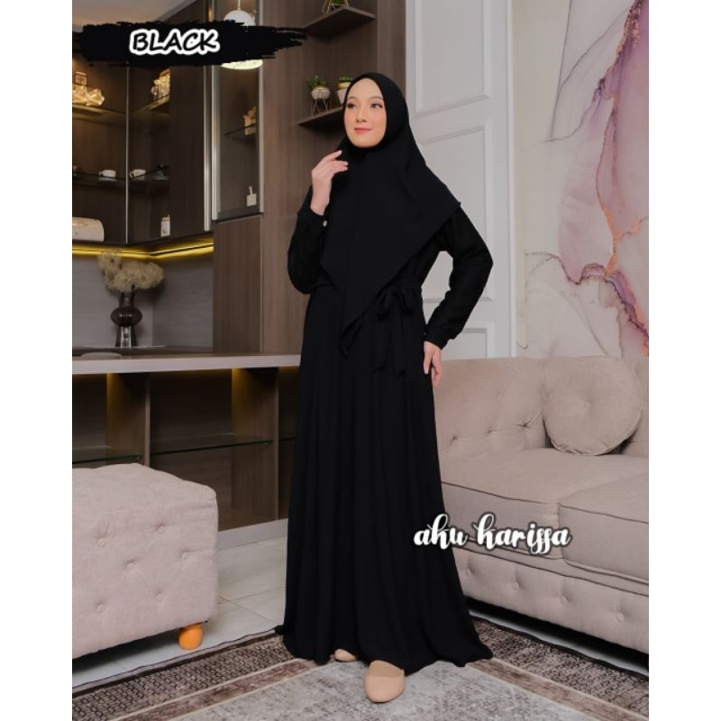 QIAN dan NAZWA AKU KARISSA DRESS SET KHIMAR CRINGKLE MIX BRUKAT TULLE NEW ARRIVAL GAMIS LEBARAN HARI RAYA OOTD STYLE BEST MOMENT FASHION