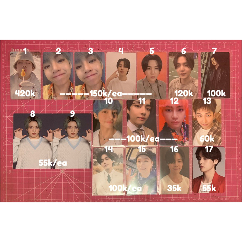 [ Ready Stock ] Photocard BTS Taehyung V Jimin Suga Yoongi Jungkook Namjoon RM Winter Package Winpack, Light, Lucky draw LD, RPC D-day, POB, MPC SWZ Sowozoo, Persona 3, Mots 3, Answer s, BE Essential, PC A Photobook PB, PC A Album Face, Dicon 2020