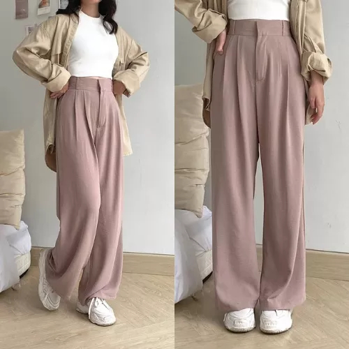 celana kulot crinkle highwaist wanita premium loose pants kulot crincle wanita korea