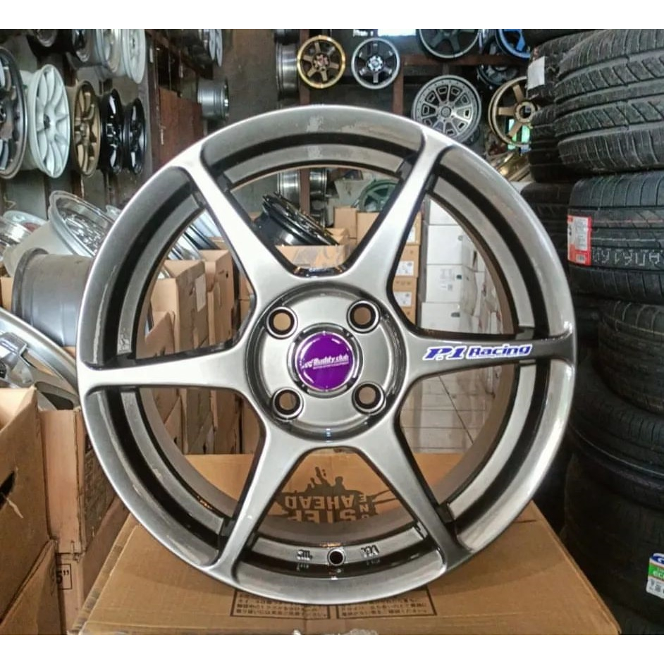 velg racing Buddy club p1 R15x6,5 pcd 4x100 velg mobil brio.yaris,agya.jazz.agya dll
