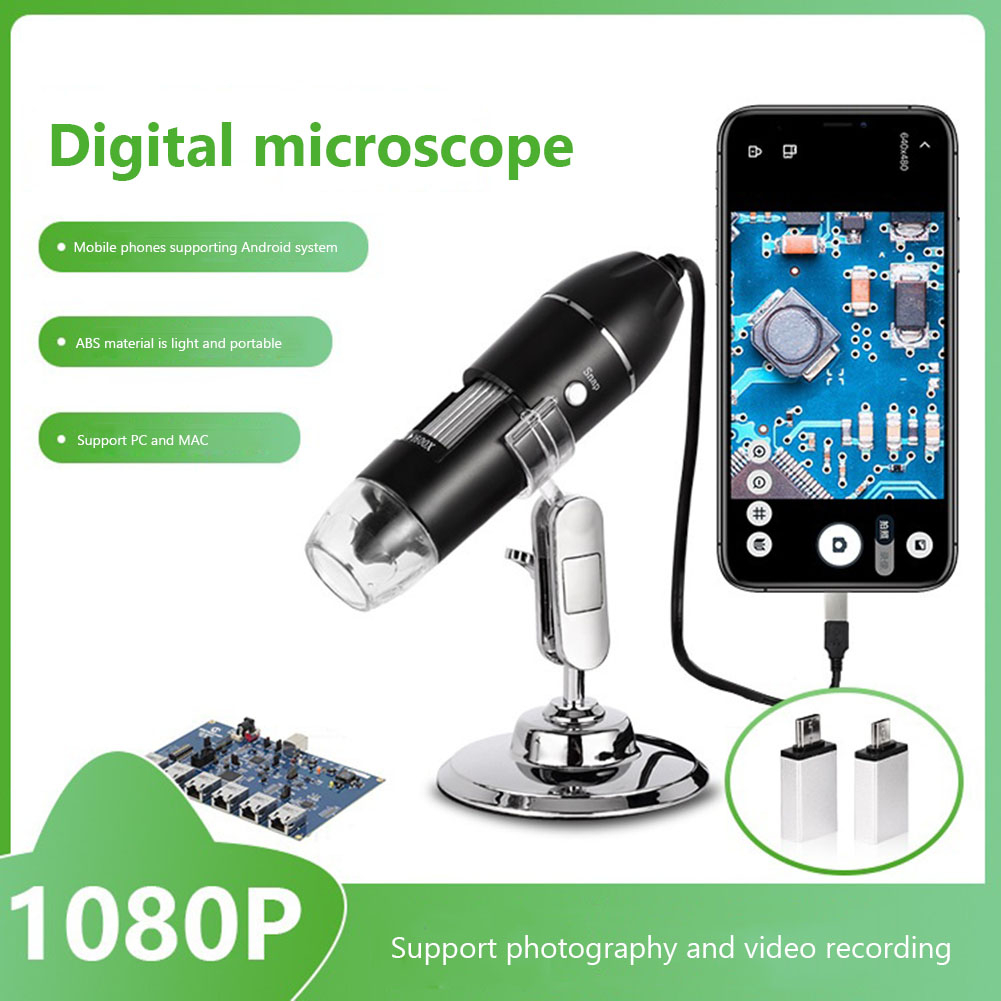 Mikroskop Digital Portable 1600x Magnification LED Light - A16 - Black