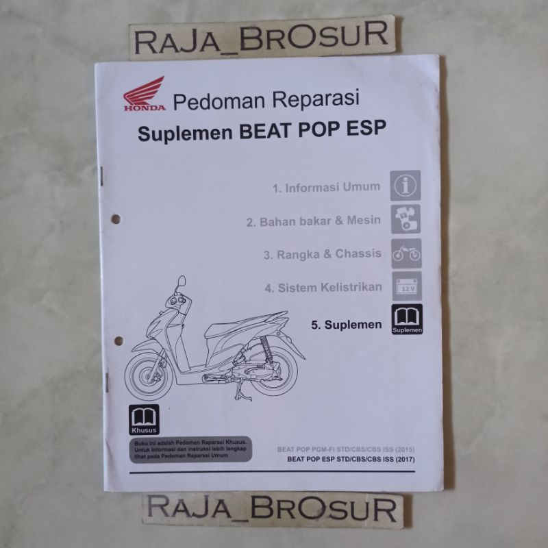 Suplemen buku pedoman reparasi/Manual book Honda Beat Pop PGM FI Injeksi/Beat Pop ESP K61 STD/CBS/CB