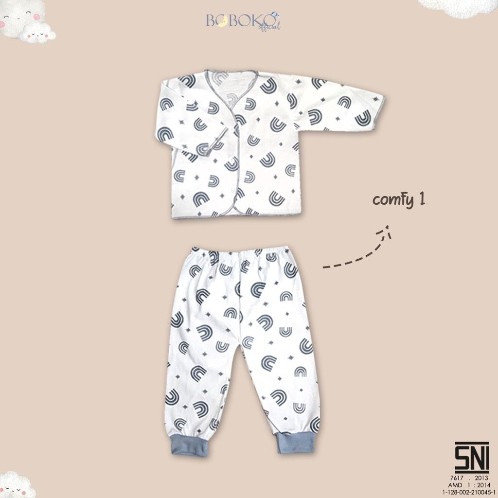 Baju bayi setelan piyama Comfy Grey Series bahan lembut sudah SNI / Baju Bayi Atasan Lengan Panjang Celana Panjang