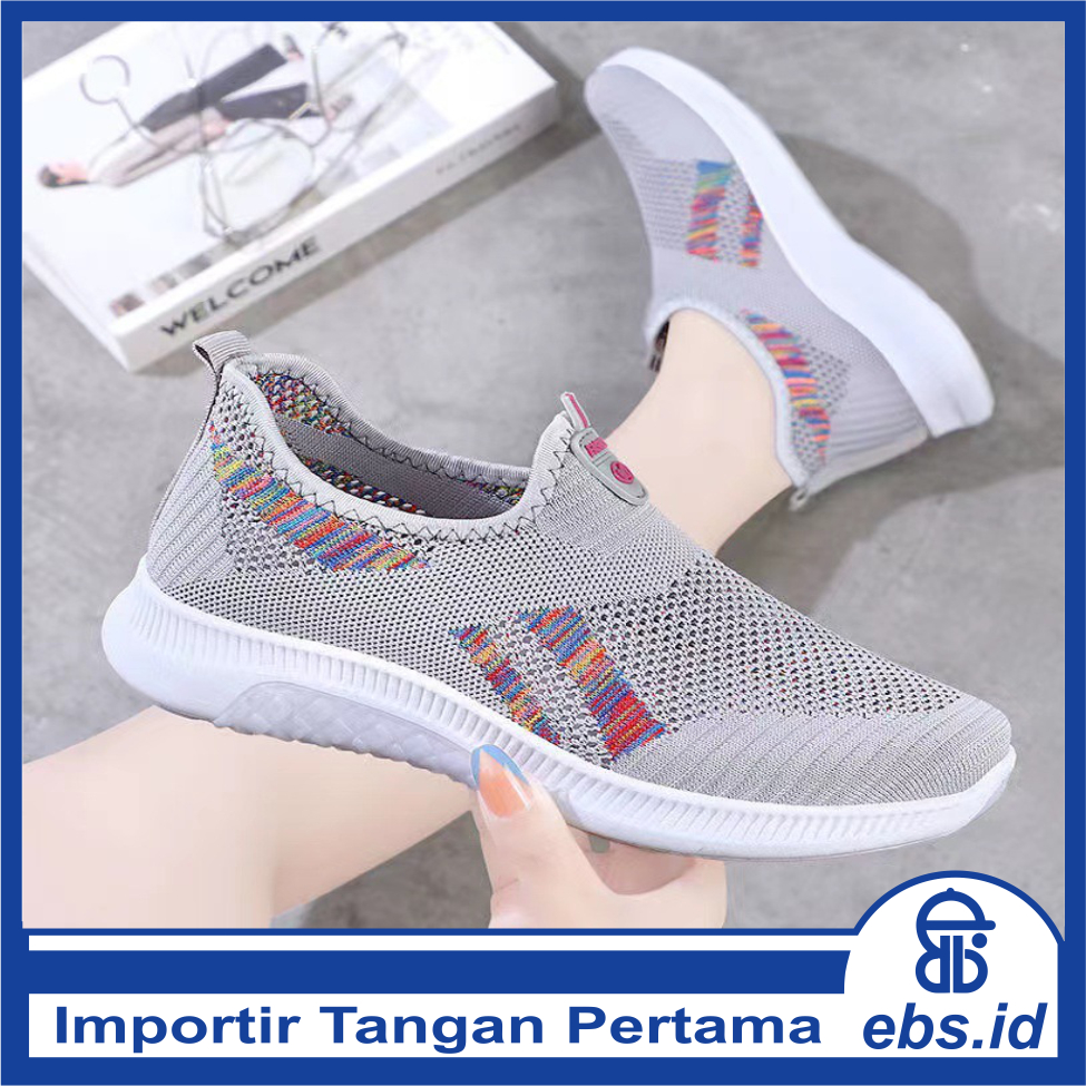 ✅ SEP034 (Tanpa Kotak) Sepatu Sneakers Wanita Warna Motif Sporty Model Korea Fashion Casual Sport Olahraga Import COD