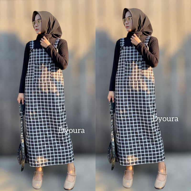 overall kotak kotak / Midi Dress Humaira