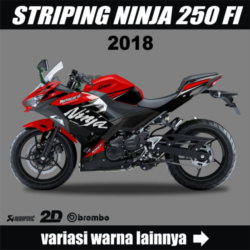 Stiker Ninja 250Fi/Decal Striping Stiker Body Variasi Kawasaki Ninja 250 Fi 2018