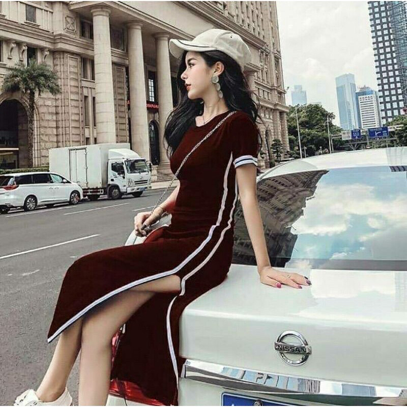 TM 8466 Dress Bludru list bodycon import