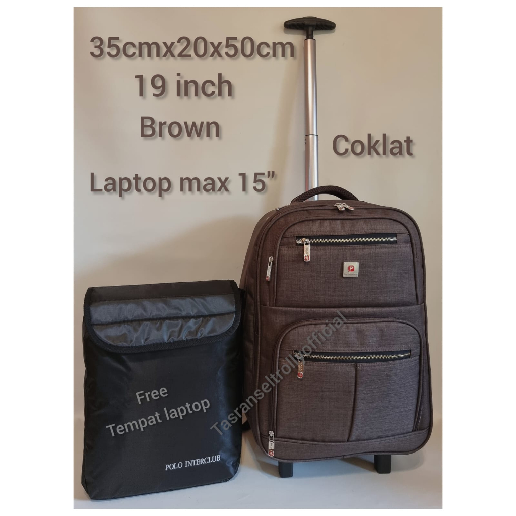 Tas Ransel Troli Laptop Polo Interclub 19inch 100%original