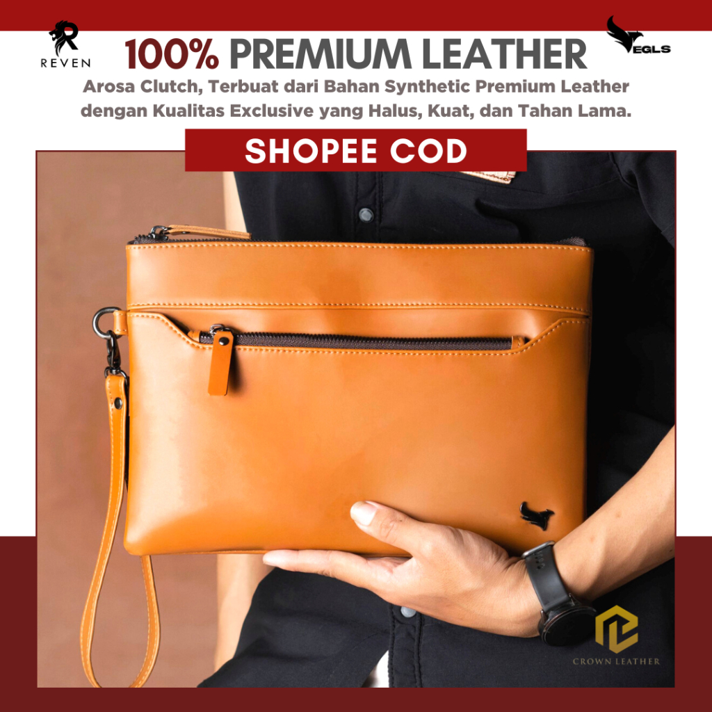 Clutch Tas Tangan Pria Hand Bag Fashion Cowok Terbaru Bahan Kulit Premium - AROSA HANDBAG