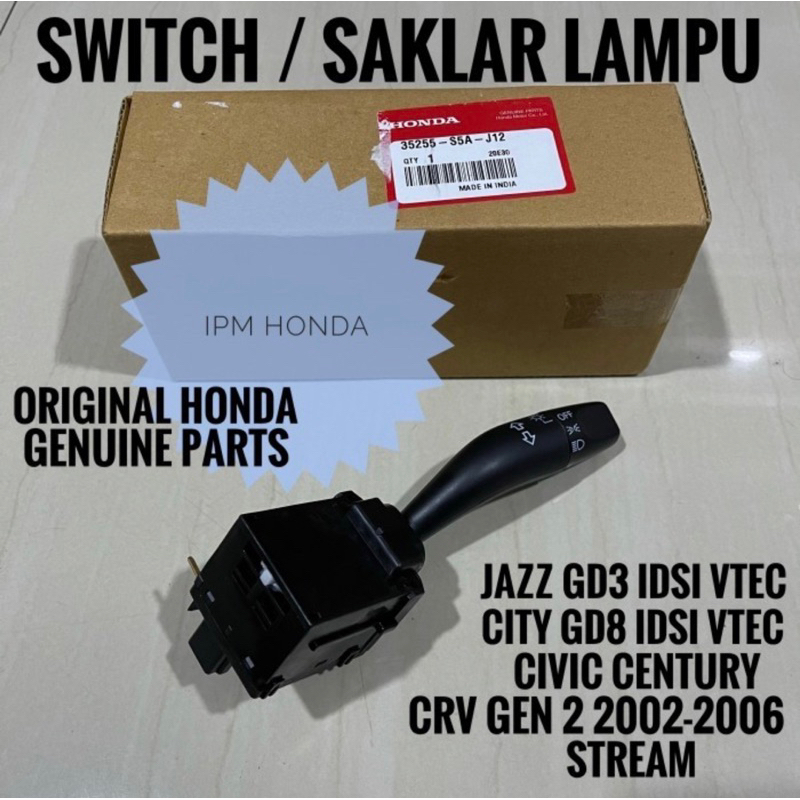 35255 S5A Switch Saklar Lampu Sen Turn Signal Honda Jazz GD3 City GD8 Fit 2003 2004 2005 2006 2007 2008