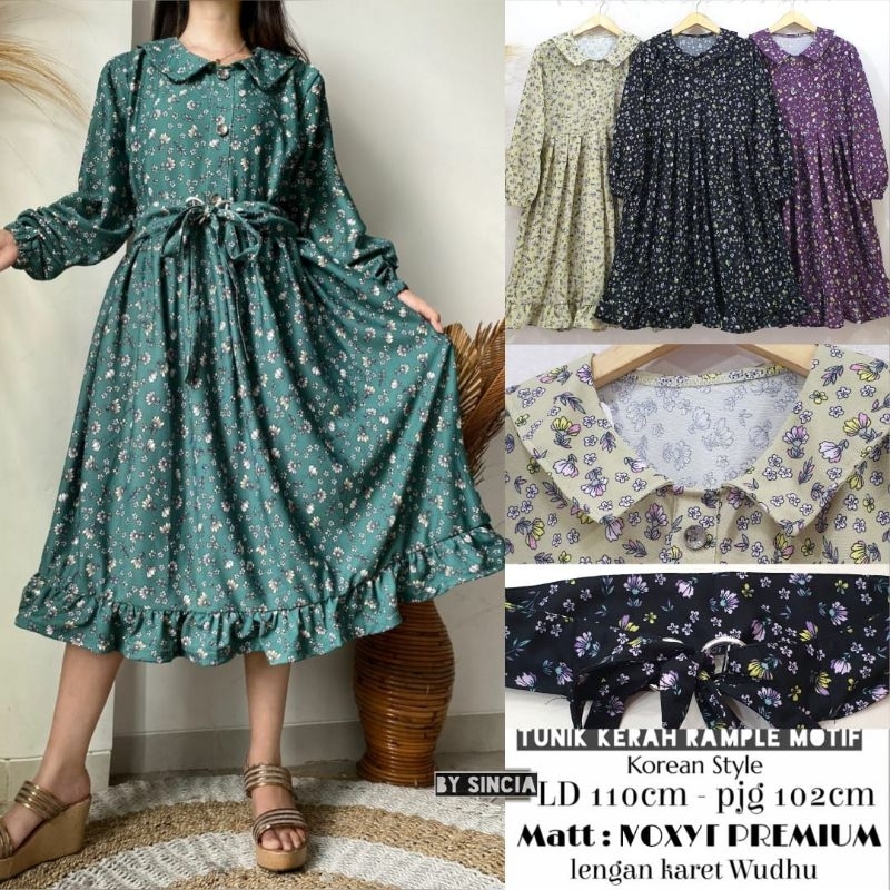 Dress tunik premium gratis ikat pinggang