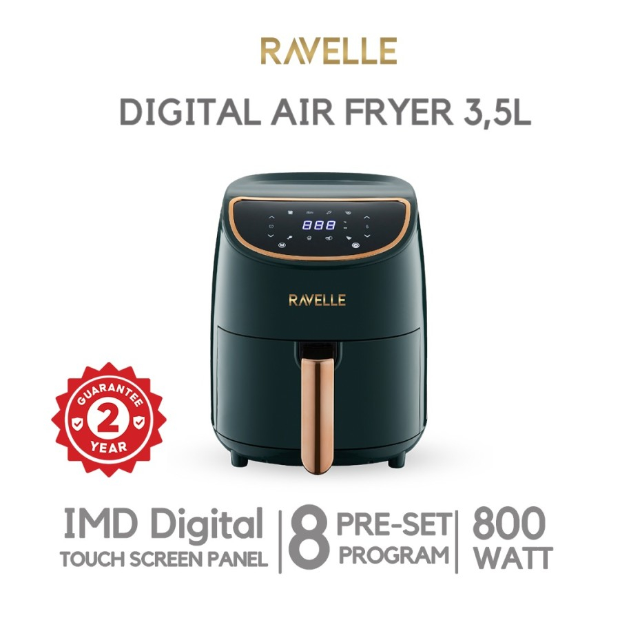Air Fryer RAVELLE Digital Low Watt 3.5L RAF 350 Masak Tanpa Minyak - Jade Green BERGARANSI RESMI