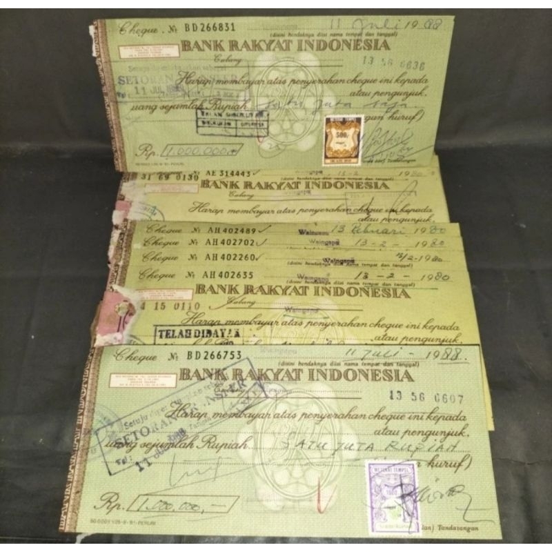

dokumen lama cek bank rakyat Indonesia tahun 1988