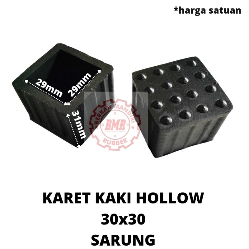 karet hollow 3x3 sarung/karet kaki kursi/karet kaki meja bangku besi hollow