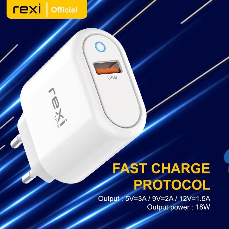 Rexi CO30 Fast Charging 18W 3A Charger with Micro USB / Type-C / Lightning Cable