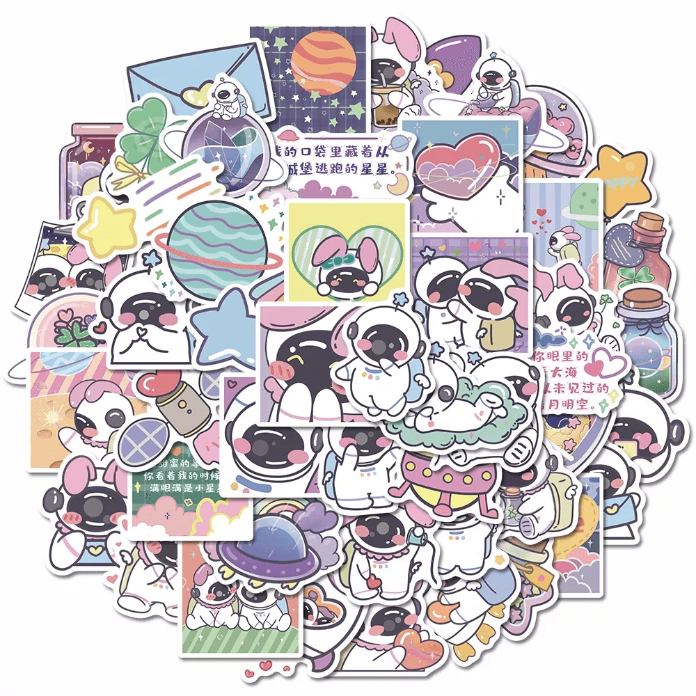 

[ , ] 3pcs Stiker Kartun Aerospace Astronout/ Astronot untuk Dekorasi Laptop, Handphone