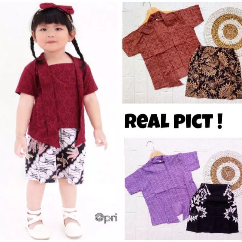 Setelan Kebaya Batik Anak/Setelan Baju Kebaya Kartini/Setelan Kebaya Kekinian/Setelan Kebaya Modern