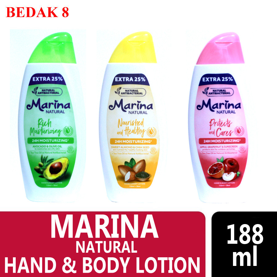 Marina Hand Body Lotion Natural 150 ml + 38 ml = 188 ml