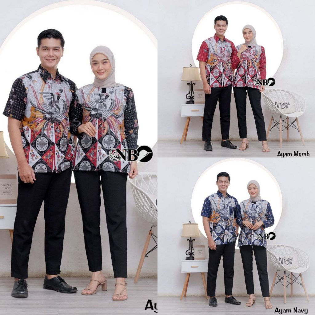 Baju Batik Couple Mawar M L XL XXL Atasan Baju Batik Pria Wanita