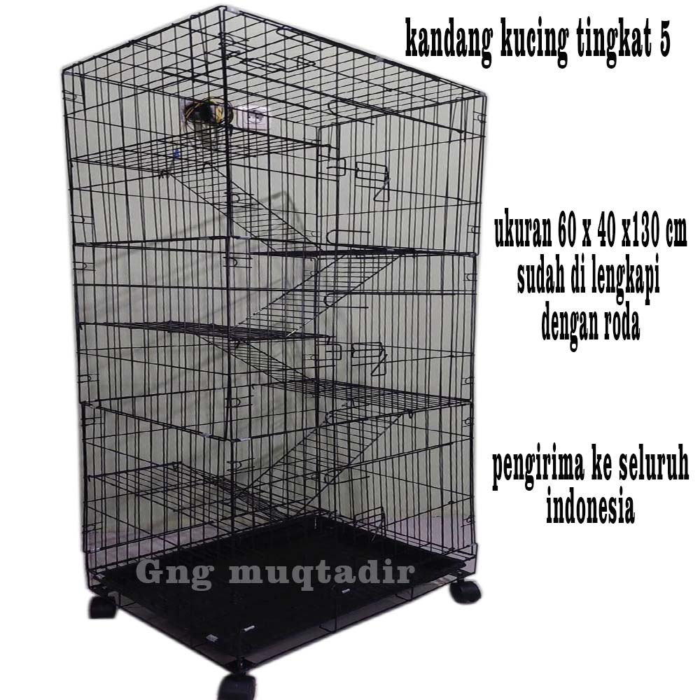 kandang kucing 60x40x130 cm tingkat 5 bisa di lipat baha tebal dan kokoh cat coating tahan terhadap cuaca