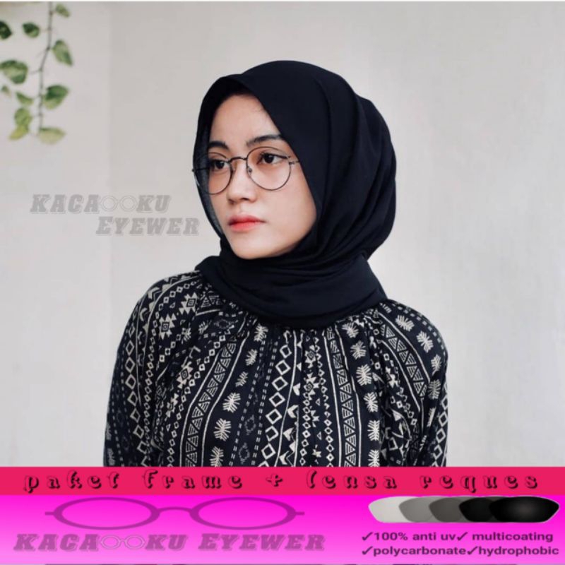 KACAMATA MINUS FRAME ROUND METAL PAKET + FRAME PHOTOCROMIC | KACAMATA WANITA ANTIRADIASI | KACAMATA 