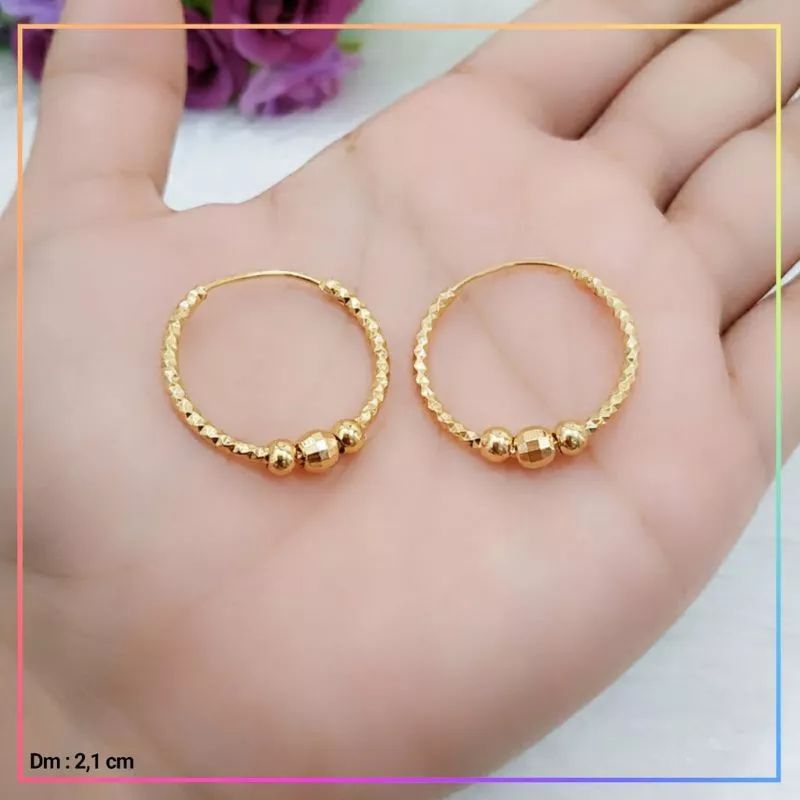 Anting xuping anting dewasa bulat polos simpel perhiasan lapis emas AT 311