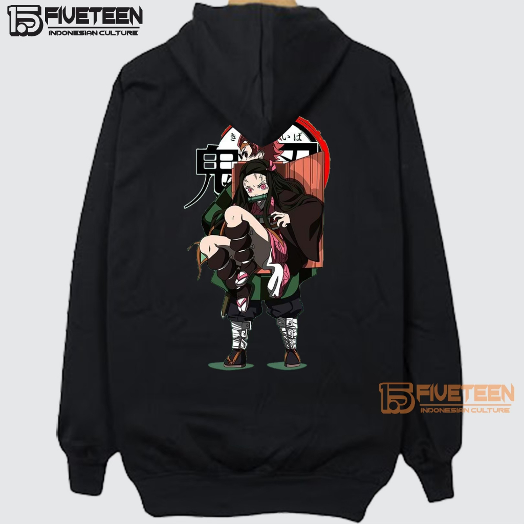 hoodie pria keren kekinian warna hitam list demon slayer04 sweater cowok distro ori bahan tebal 15fifteen jaket wanita korean style musim dingin zipper hoodie oversize wanita fifteen15 suwiter cewek terbaru 2023