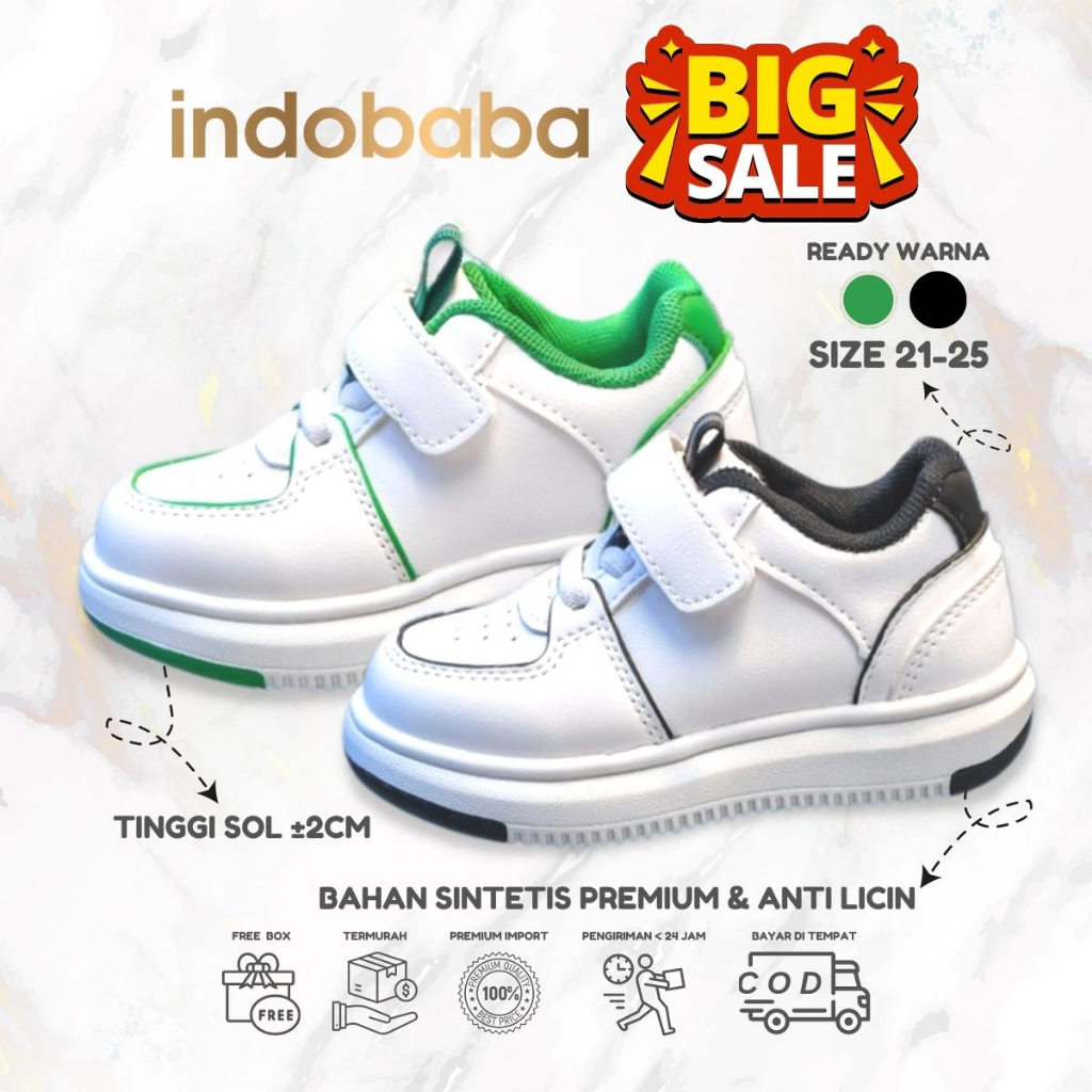 indobaba Sepatu Anak Perempuan Sneakers Anak Import Sintetis Casual Premium 1-5 Tahun S167