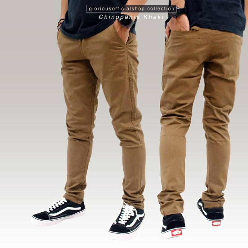 CELANA CHINO panjang Pria Slimfit KERJAHARIAN Santai Casual Formal Hitam Mocca Abu Cream Size 27-38