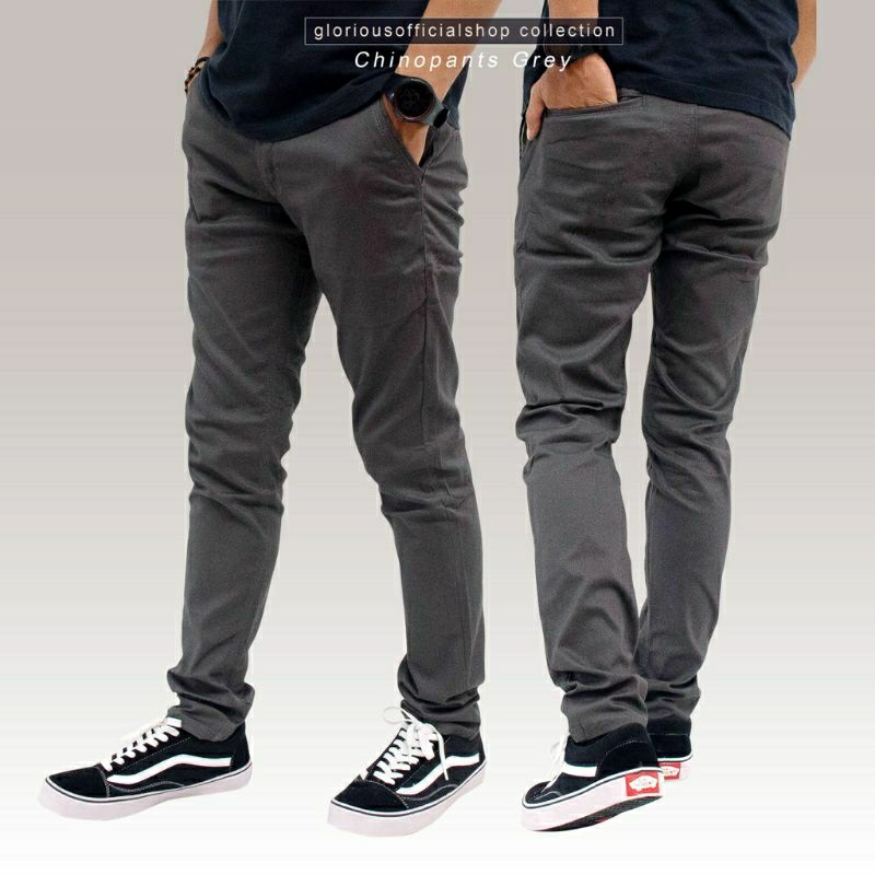 CELANA CHINO panjang Pria Slimfit KERJAHARIAN Santai Casual Formal Hitam Mocca Abu Cream Size 27-38