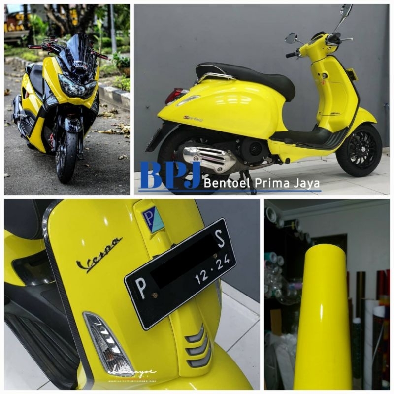 skotlet kuning glossy stiker variasi body sepeda motor warna kuning lemon