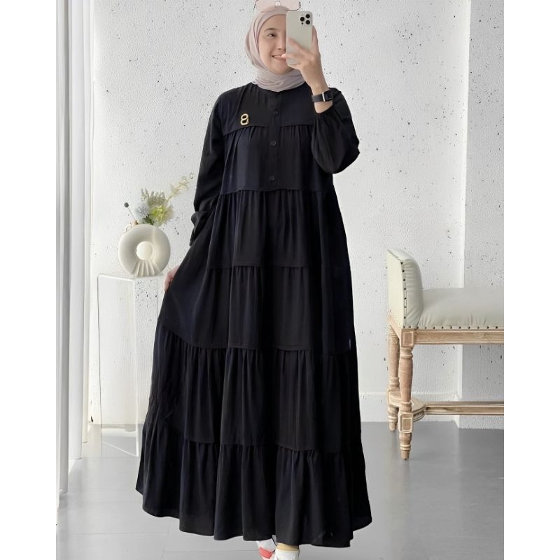 ASYILA MIDI DRESS CRINKLE AIRFLOW/INARA DRESS MAXY BAJU MUSLIMAH/GAMIS MUSLIM WANITA KEKINIAN/FAR MOSLEMSTORE