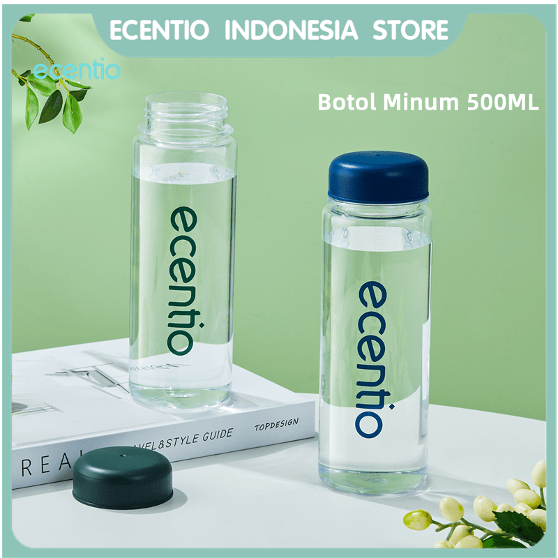 ecentio Botol Minum Aesthetic 500ML Water Bottle Botol Bening Estetik Botol Minuman Plastik Berkualitas