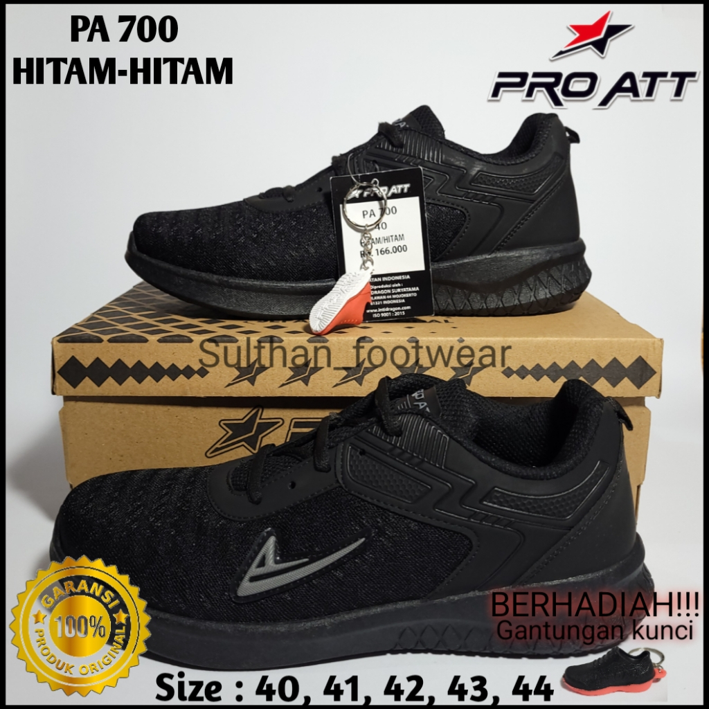 Sepatu sekolah SMP SMA PRO ATT PA 700 Hitam/Hitam ukuran besar 40 41 42 43 44